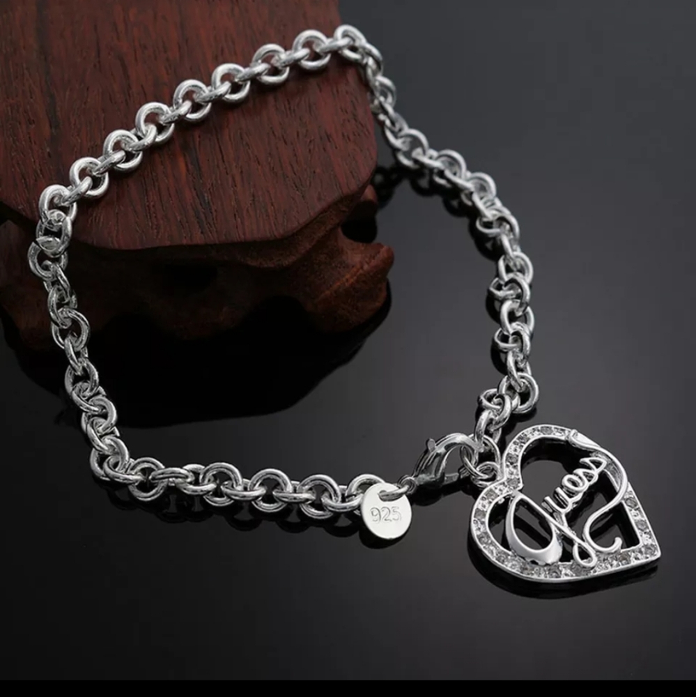 925 stamped Silver Plated Guess heart bracelet